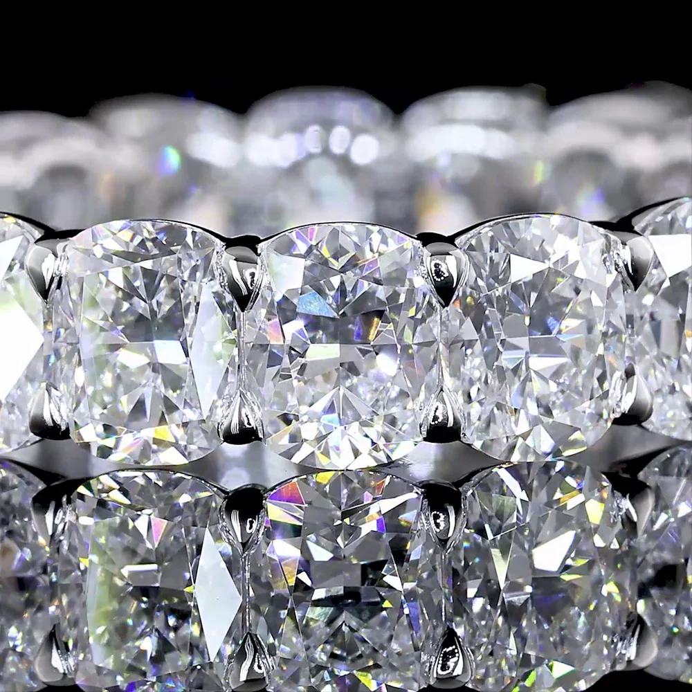 14K White Gold Eternity Band with 18 Prong-Set Cushion Brilliant Cut Lab Diamonds - 5.47 Carat Total Weight - Covaloro Fine Jewelry - Image 2
