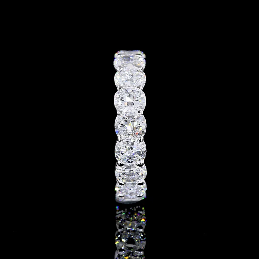 14K White Gold Eternity Band with 18 Prong-Set Cushion Brilliant Cut Lab Diamonds - 5.47 Carat Total Weight - Covaloro Fine Jewelry - Image 3