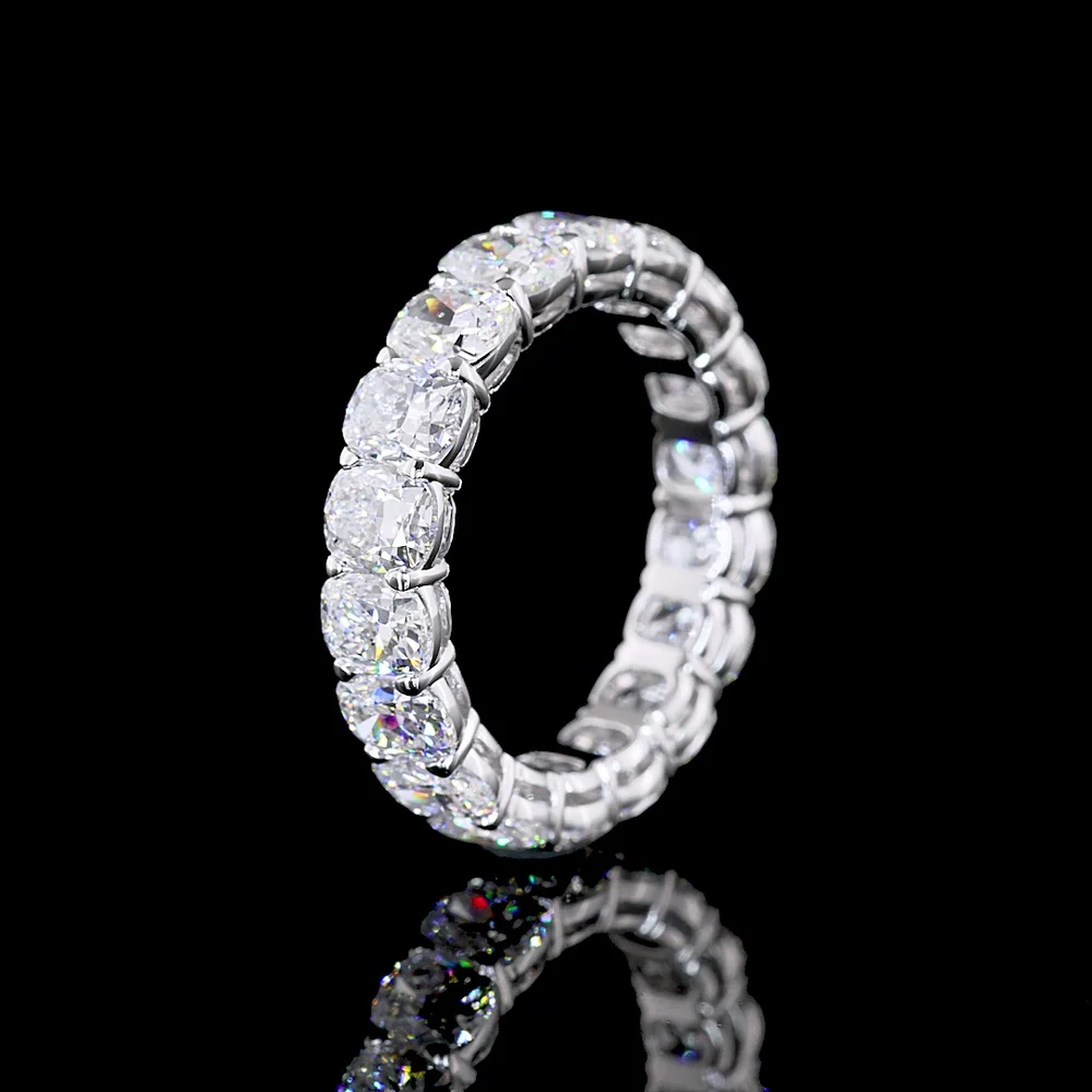 14K White Gold Eternity Band with 18 Prong-Set Cushion Brilliant Cut Lab Diamonds - 5.47 Carat Total Weight - Covaloro Fine Jewelry - Image 4