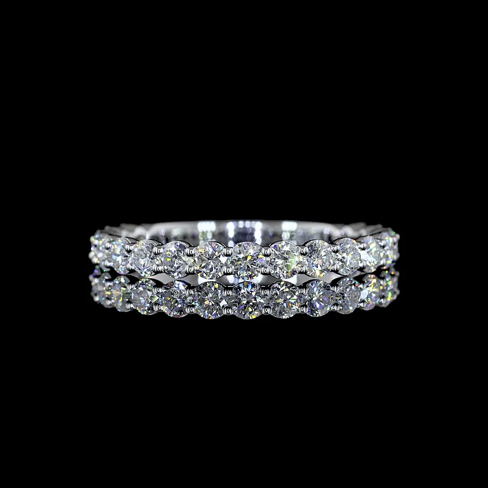 14K White Gold Eternity Band with 19 Prong-Set Round Lab Diamonds - 0.85 Carats Total Diamond Weight - Covaloro Fine Jewelry