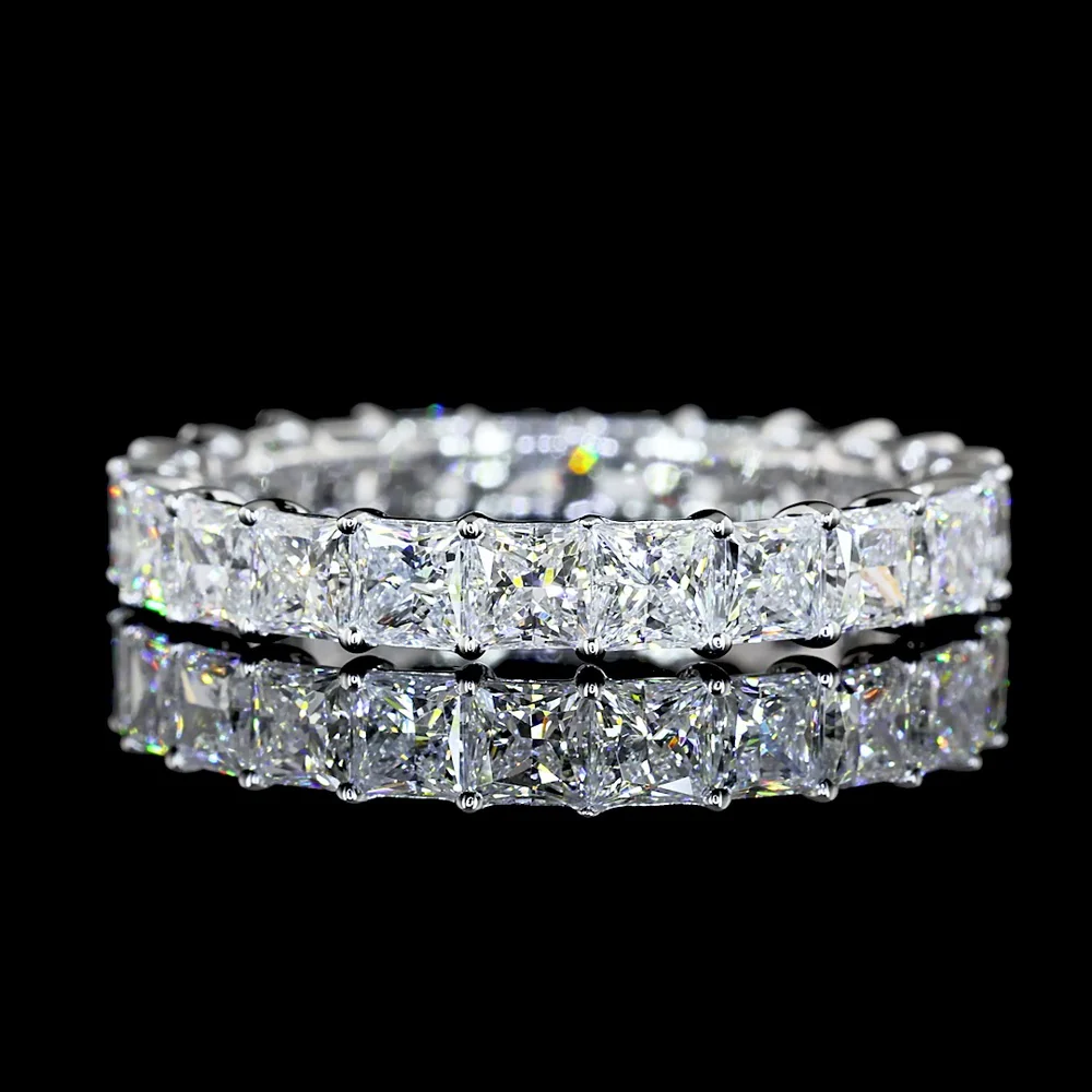 14K White Gold Eternity Band with 23 Prong-Set Princess Cut Lab Diamonds - 3.07 Carat Total Weight - Covaloro Fine Jewelry