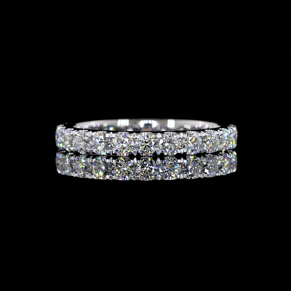 14K White Gold Eternity Band with 24 Pavé Micro Set Round Lab Diamonds - 1.28 Carat Total Weight, E-F Color, VS1 Clarity - Covaloro Fine Jewelry
