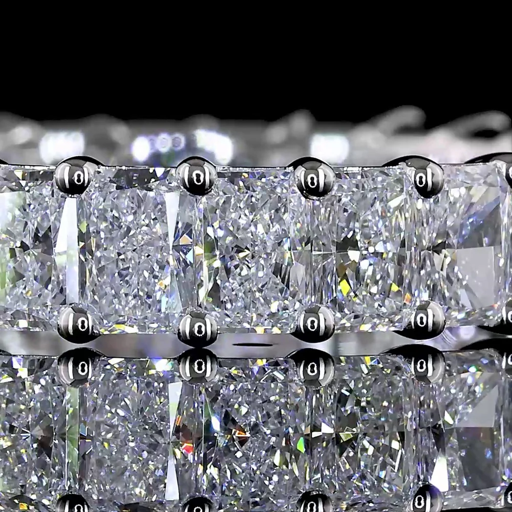 14K White Gold Eternity Band with 26 Prong-Set Radiant Cut Lab Diamonds - 2.96 Carats Total Diamond Weight - Covaloro Fine Jewelry - Image 2