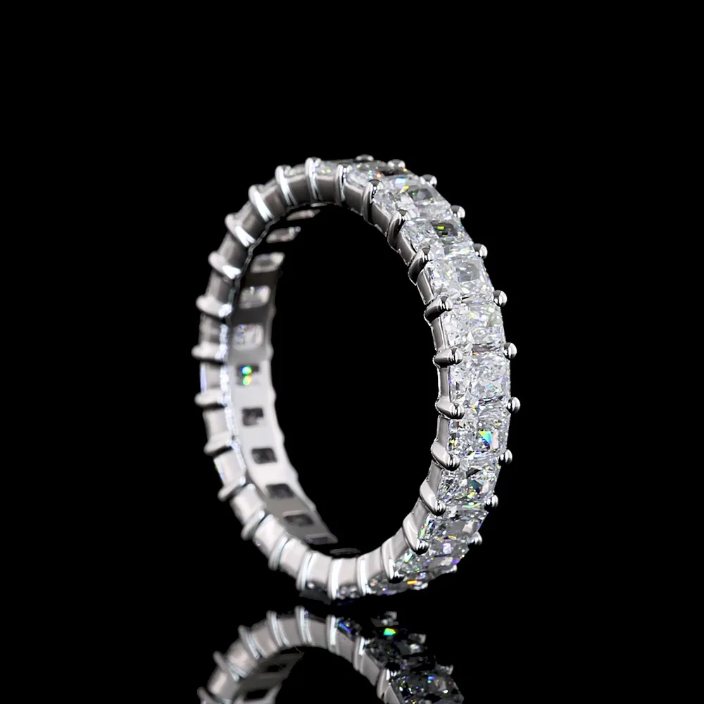 14K White Gold Eternity Band with 26 Prong-Set Radiant Cut Lab Diamonds - 2.96 Carats Total Diamond Weight - Covaloro Fine Jewelry - Image 3