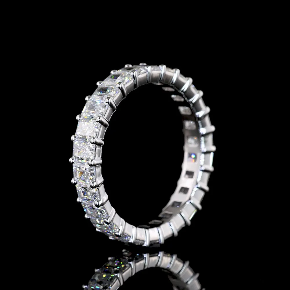 14K White Gold Eternity Band with 26 Prong-Set Radiant Cut Lab Diamonds - 2.96 Carats Total Diamond Weight - Covaloro Fine Jewelry - Image 4