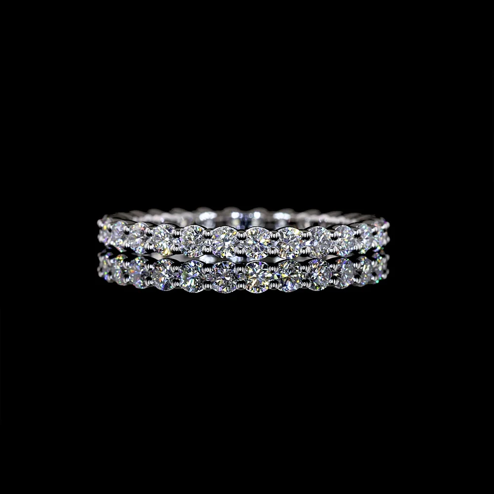 14K White Gold Eternity Band with 28 Prong-Set Round Lab Diamonds - E-F VS1 Clarity, 0.98 Carat Total Diamond Weight - Covaloro Fine Jewelry