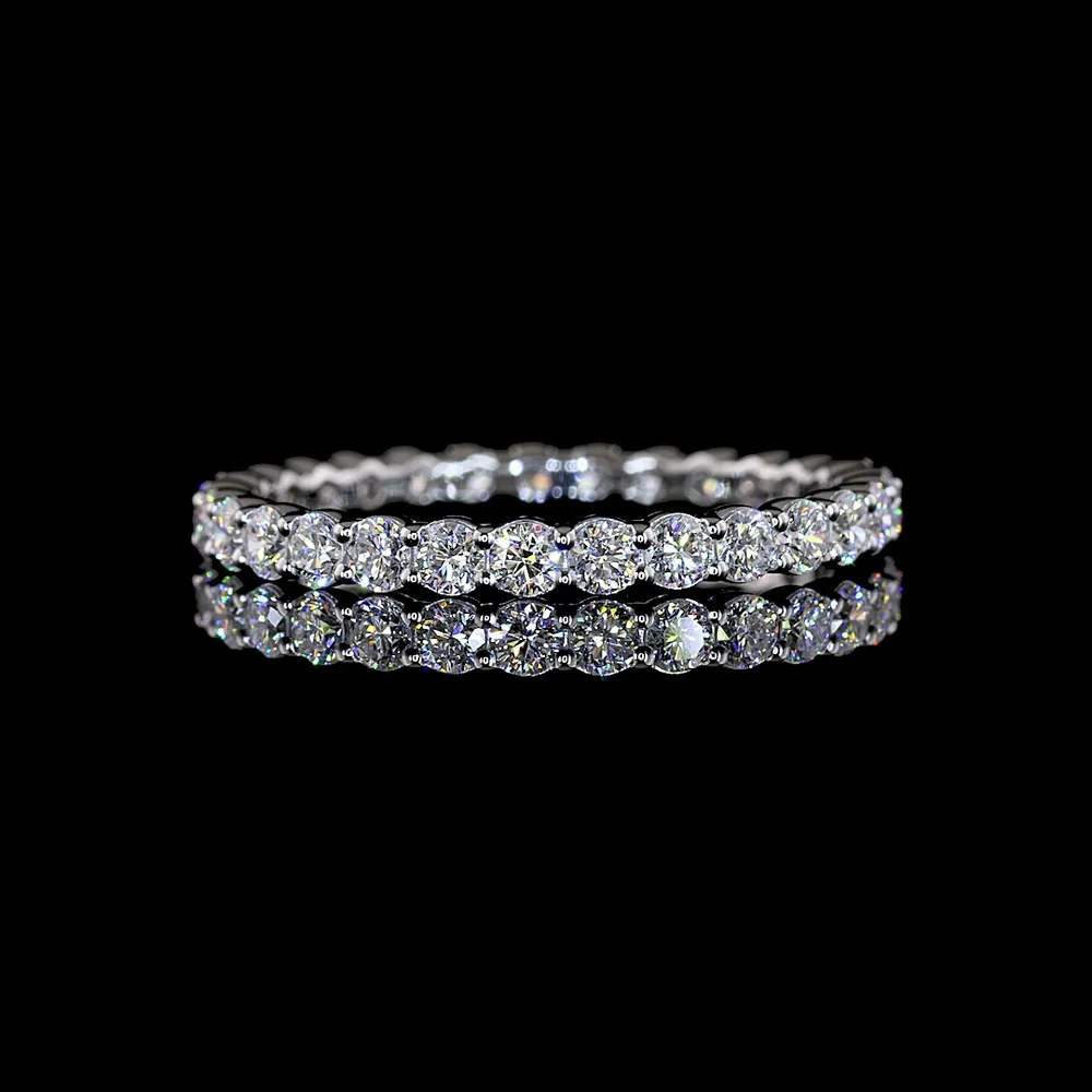 14K White Gold Eternity Band with 29 Prong-Set Round Brilliant Cut Lab Diamonds - 1.06 Carats Total Diamond Weight - Covaloro Fine Jewelry