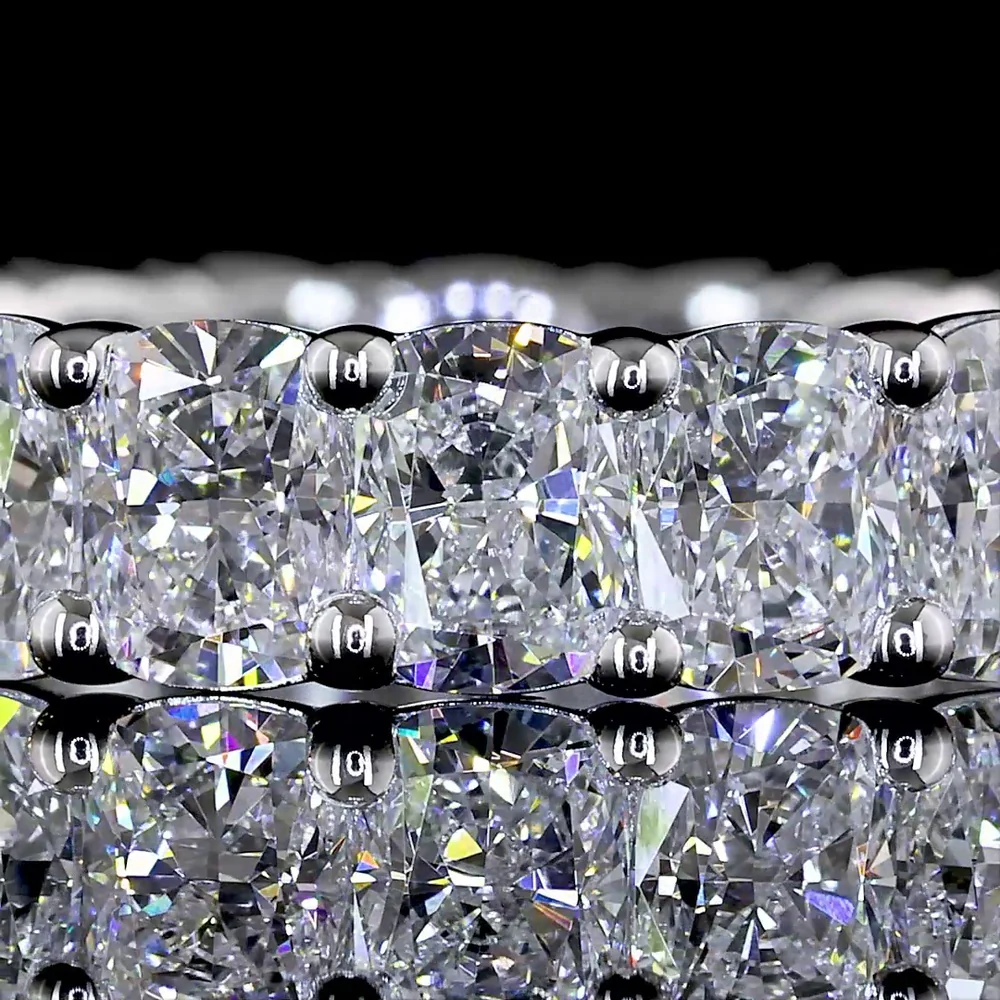 14K White Gold Eternity Band with 4.01 Carats of Prong Set Cushion Brilliant Lab Diamonds, E-F Color VS2 Clarity - Covaloro Fine Jewelry - Image 2