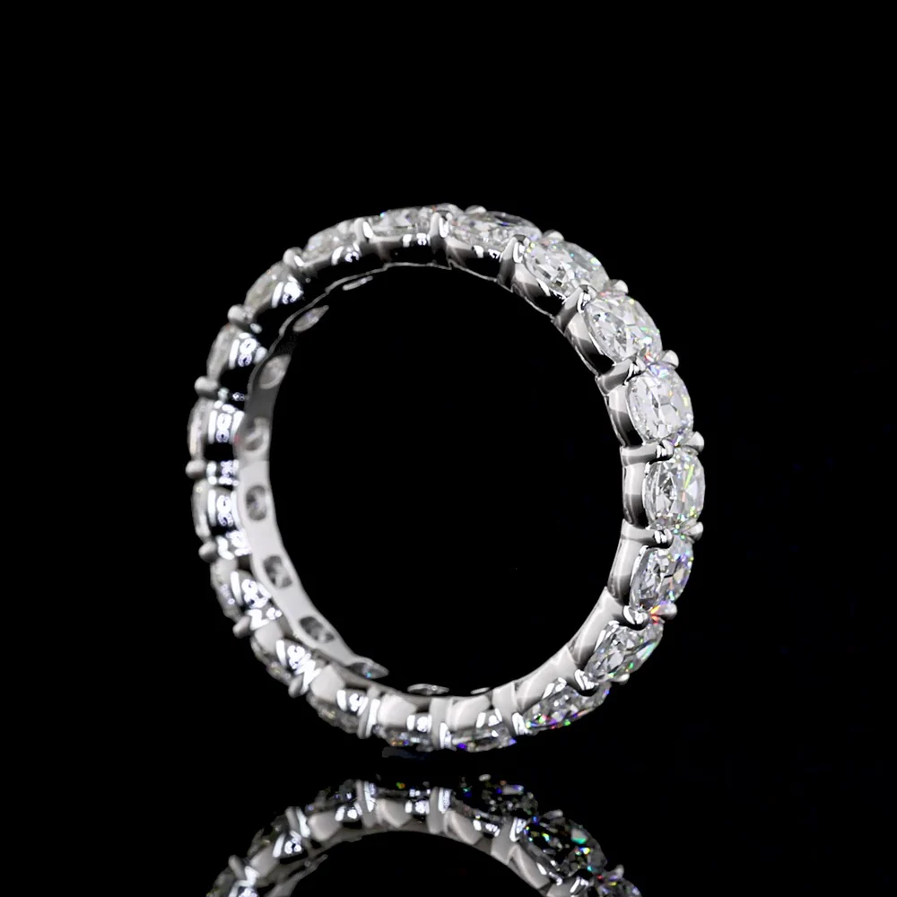14K White Gold Eternity Band with 4.15 Carats Antique Cushion Cut Lab Diamonds - 19 Stones in Prong Setting, E-F Color VS Clarity - Covaloro Fine Jewelry - Image 3
