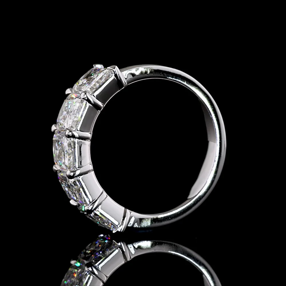 14K White Gold Eternity Band with 5 Prong-Set Radiant Cut Lab Diamonds - 5.11 Carats Total Diamond Weight, E-F VVS2 Clarity - Covaloro Fine Jewelry - Image 4