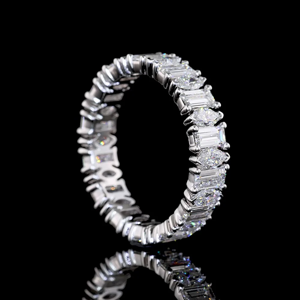 14K White Gold Eternity Band with Alternating Baguette and Marquise Lab Diamonds - 2.64 Carats Total Diamond Weight - Covaloro Fine Jewelry - Image 3