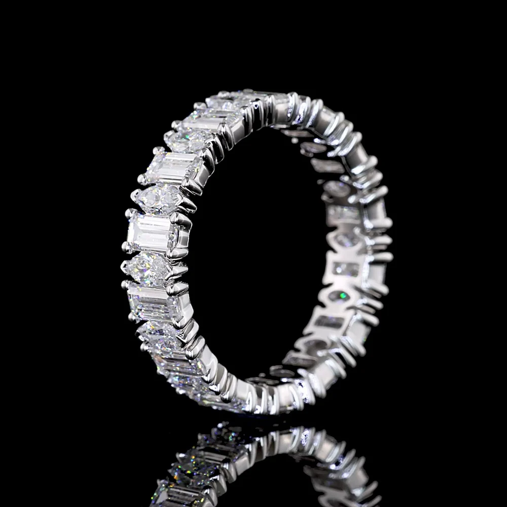 14K White Gold Eternity Band with Alternating Baguette and Marquise Lab Diamonds - 2.64 Carats Total Diamond Weight - Covaloro Fine Jewelry - Image 4