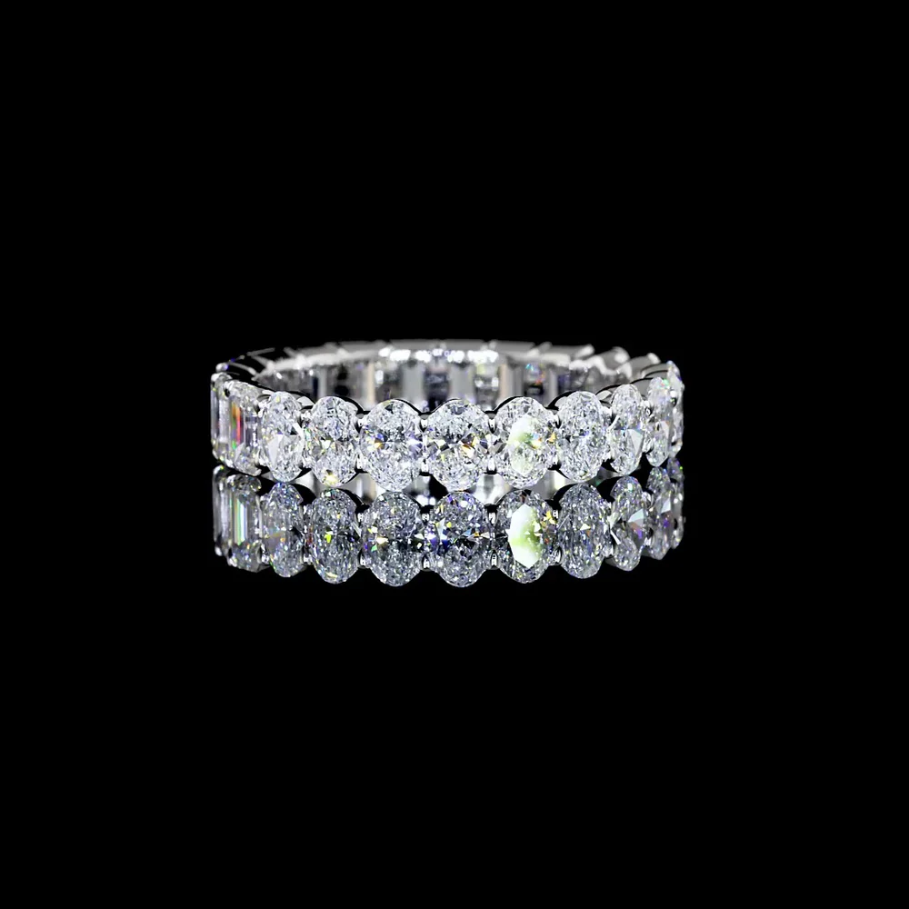 14K White Gold Eternity Band with Alternating Emerald Cut and Oval Cut Lab Diamonds - 3.79 Carats Total Diamond Weight - Covaloro Fine Jewelry - Image 2