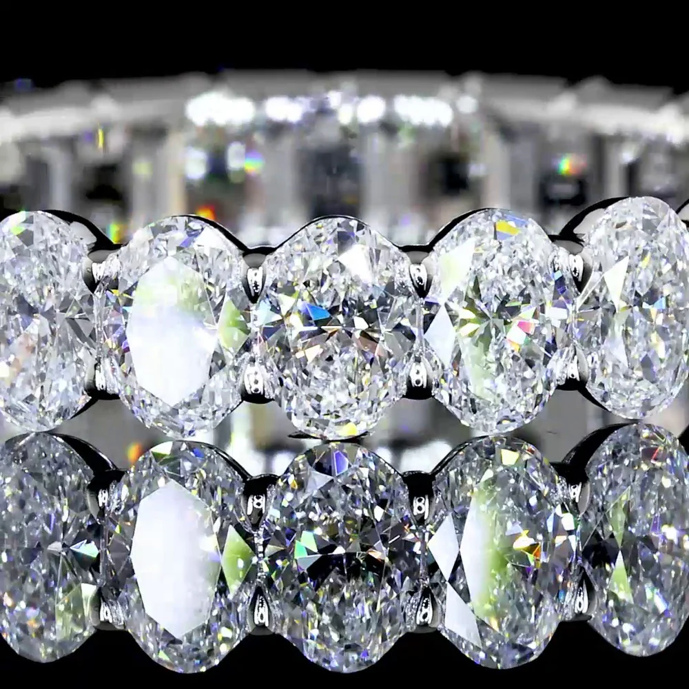 14K White Gold Eternity Band with Alternating Emerald Cut and Oval Cut Lab Diamonds - 3.79 Carats Total Diamond Weight - Covaloro Fine Jewelry - Image 3