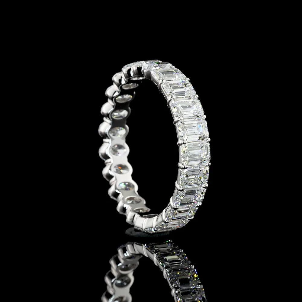 14K White Gold Eternity Band with Alternating Emerald Cut and Oval Cut Lab Diamonds - 3.79 Carats Total Diamond Weight - Covaloro Fine Jewelry - Image 4