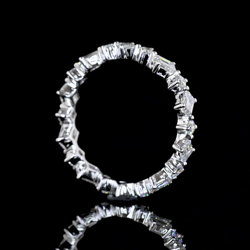 14K White Gold Eternity Band with Alternating Inclined Emerald-Cut and Round Lab Diamonds - 1.19 Carats Total Diamond Weight - Covaloro Fine Jewelry - Image 3