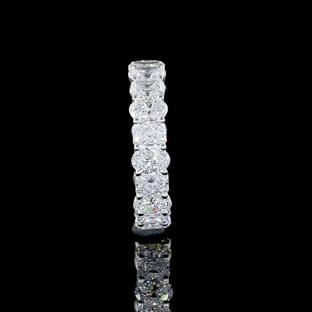 14K White Gold Eternity Band with Alternating Radiant and Oval Cut Lab Diamonds - 3.66 Carats Total Diamond Weight - Covaloro Fine Jewelry - Image 2