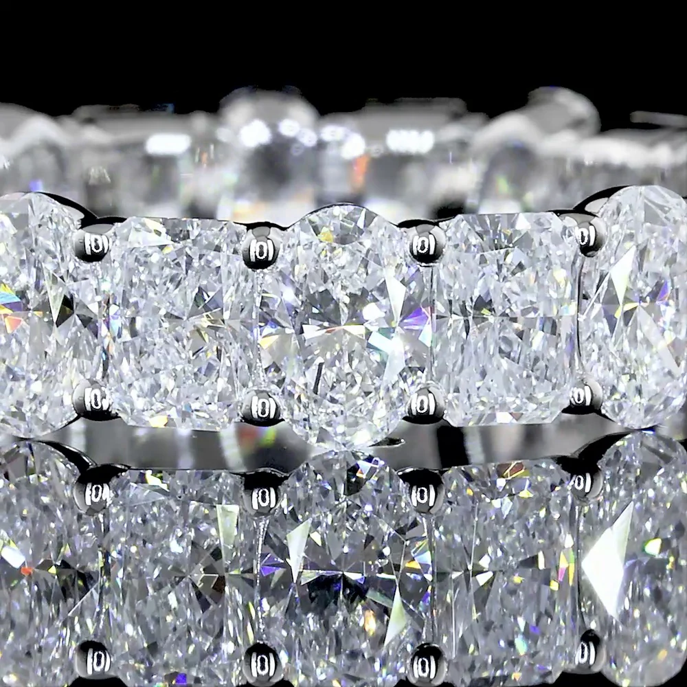 14K White Gold Eternity Band with Alternating Radiant and Oval Cut Lab Diamonds - 3.66 Carats Total Diamond Weight - Covaloro Fine Jewelry - Image 3