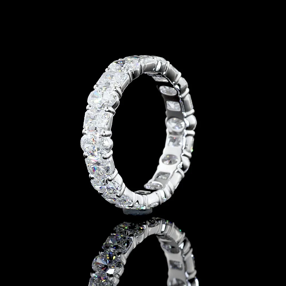14K White Gold Eternity Band with Alternating Radiant and Oval Cut Lab Diamonds - 3.66 Carats Total Diamond Weight - Covaloro Fine Jewelry - Image 4