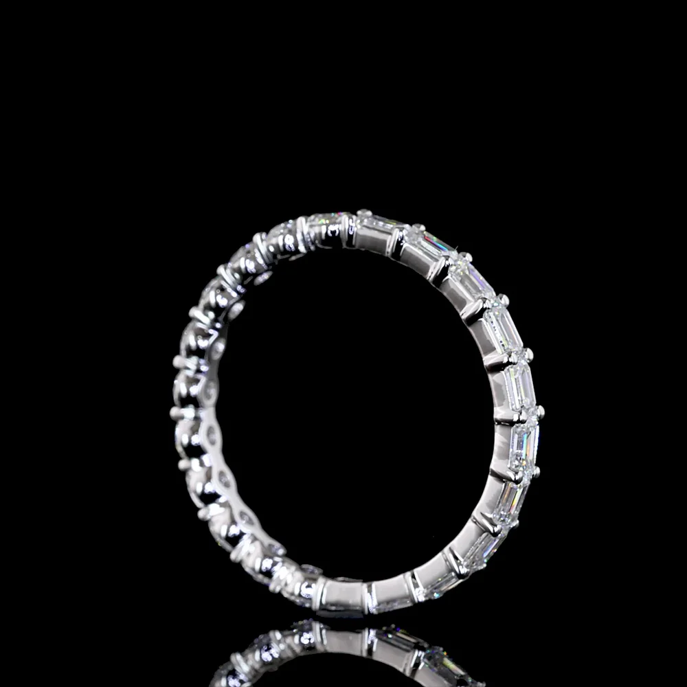 14K White Gold Eternity Band with Alternating Round Brilliant and Emerald Cut Lab Diamonds - 1.97 Carats Total Diamond Weight - Covaloro Fine Jewelry - Image 3