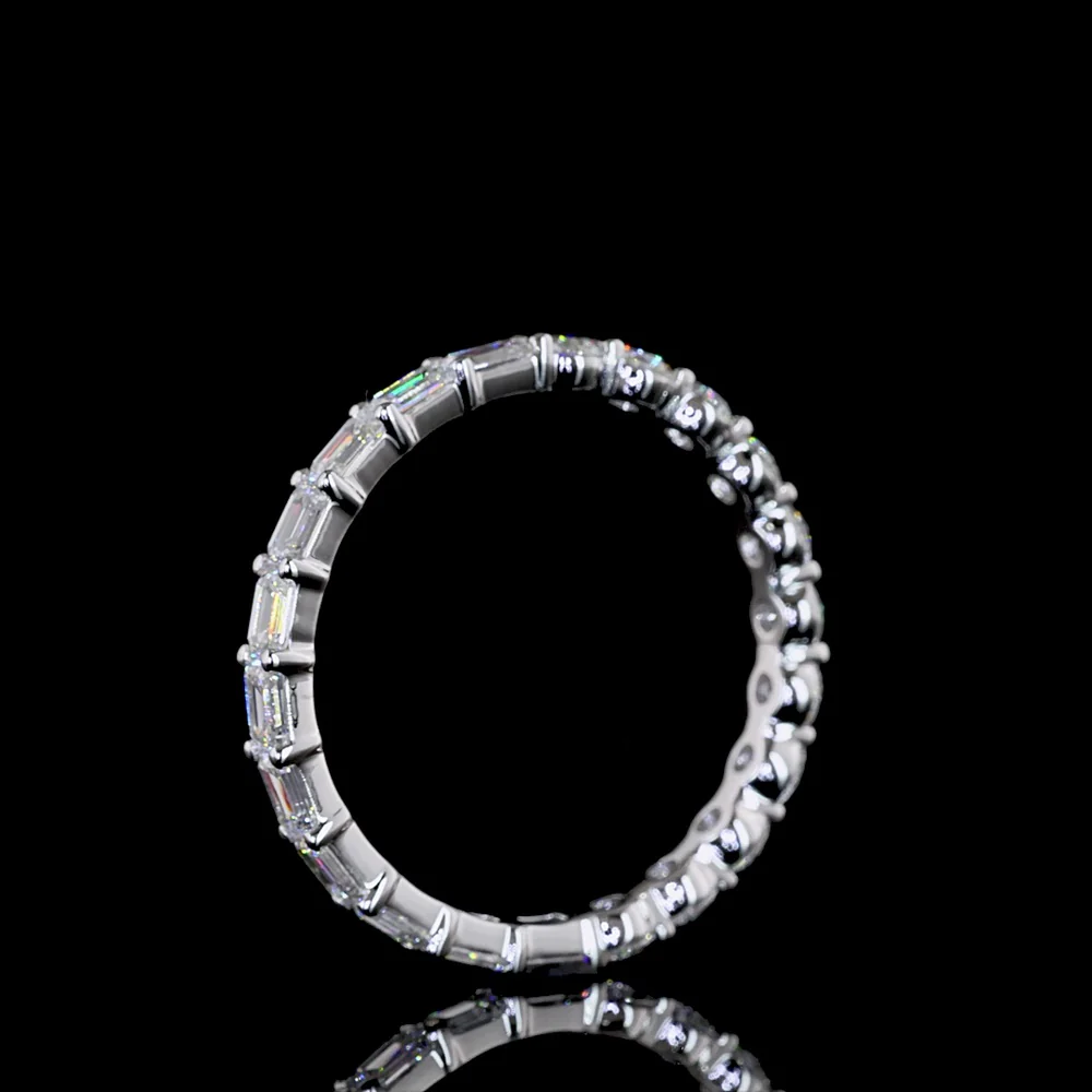 14K White Gold Eternity Band with Alternating Round Brilliant and Emerald Cut Lab Diamonds - 1.97 Carats Total Diamond Weight - Covaloro Fine Jewelry - Image 4