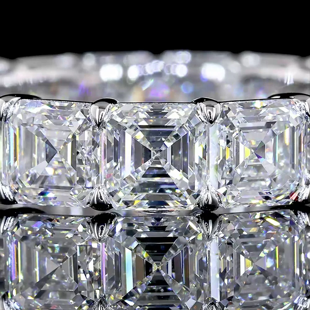 14K White Gold Eternity Band with Asscher Cut Lab Diamonds - 7.03 Carat Total Weight, E-F Color, VS Clarity - Covaloro Fine Jewelry - Image 2
