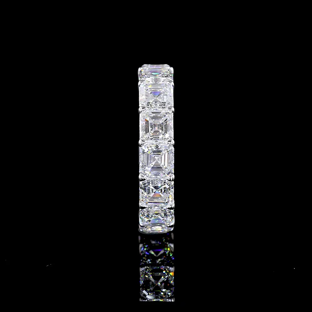 14K White Gold Eternity Band with Asscher Cut Lab Diamonds - 7.03 Carat Total Weight, E-F Color, VS Clarity - Covaloro Fine Jewelry - Image 3
