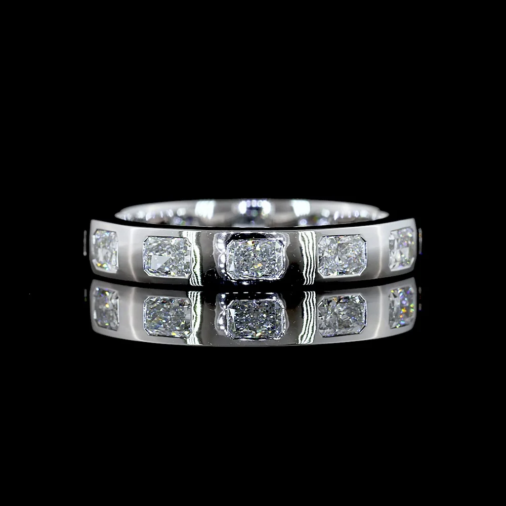 14K White Gold Eternity Band with Bezel Set East-West Radiant Cut Lab Diamonds - 1.20 Carat Total Diamond Weight - Covaloro Fine Jewelry