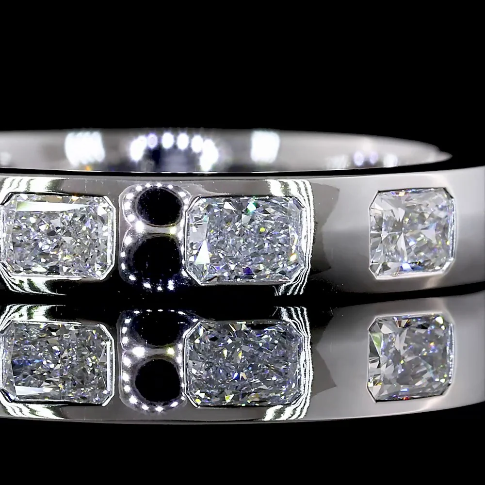 14K White Gold Eternity Band with Bezel Set East-West Radiant Cut Lab Diamonds - 1.20 Carat Total Diamond Weight - Covaloro Fine Jewelry - Image 2