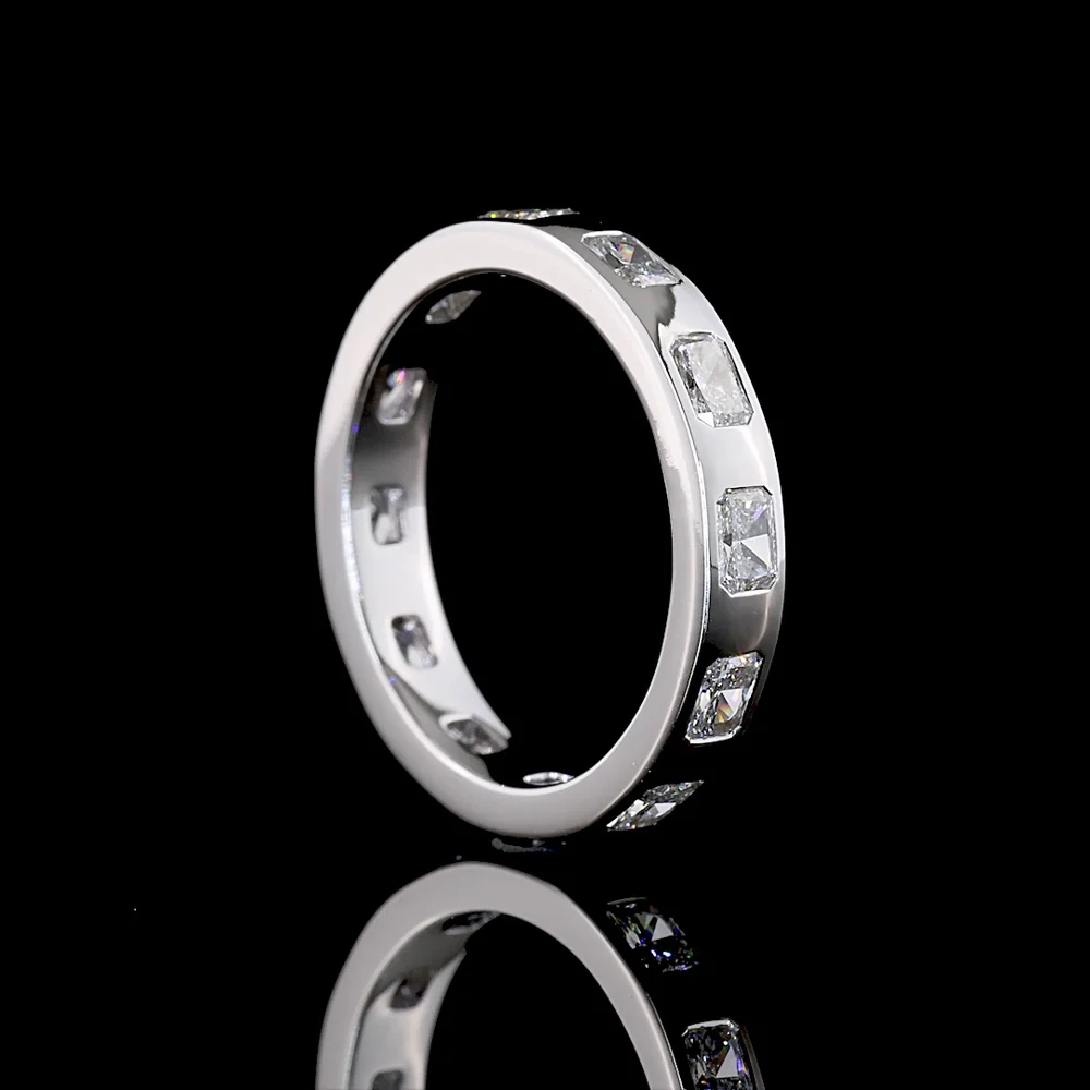 14K White Gold Eternity Band with Bezel Set East-West Radiant Cut Lab Diamonds - 1.20 Carat Total Diamond Weight - Covaloro Fine Jewelry - Image 3