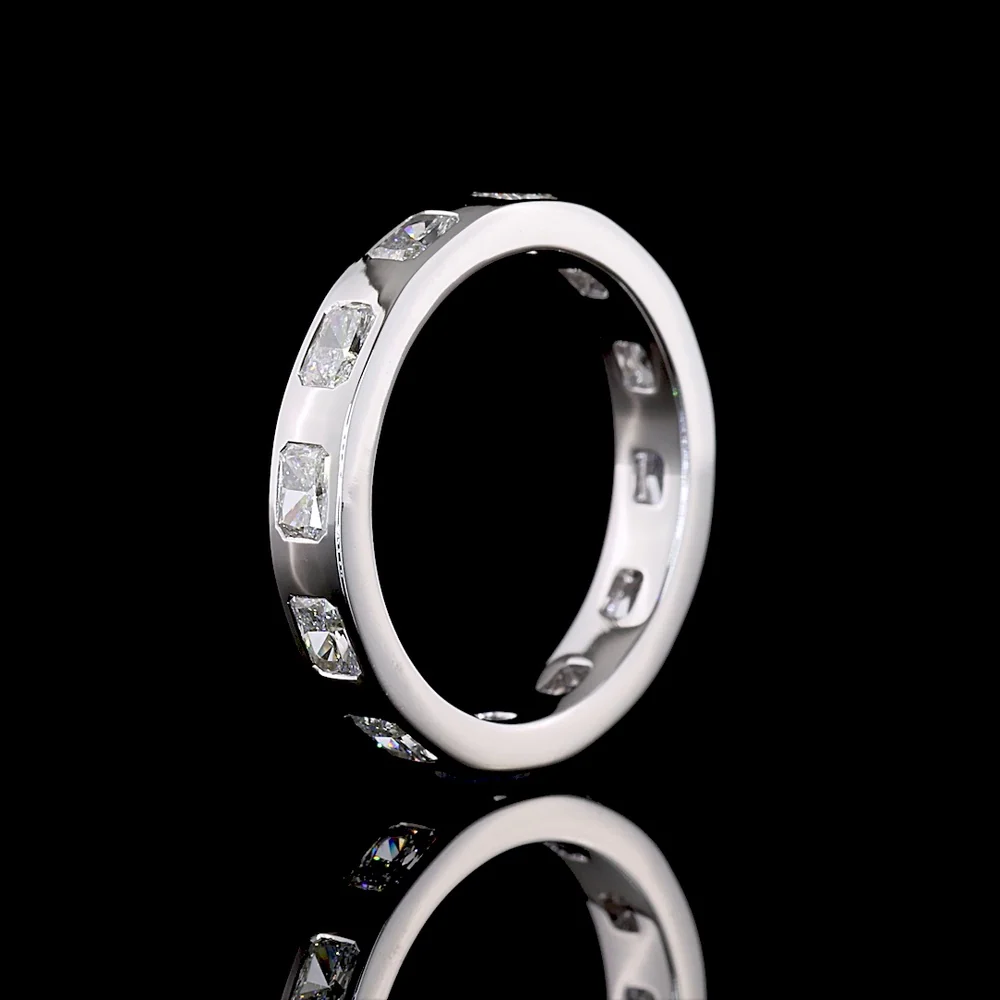 14K White Gold Eternity Band with Bezel Set East-West Radiant Cut Lab Diamonds - 1.20 Carat Total Diamond Weight - Covaloro Fine Jewelry - Image 4