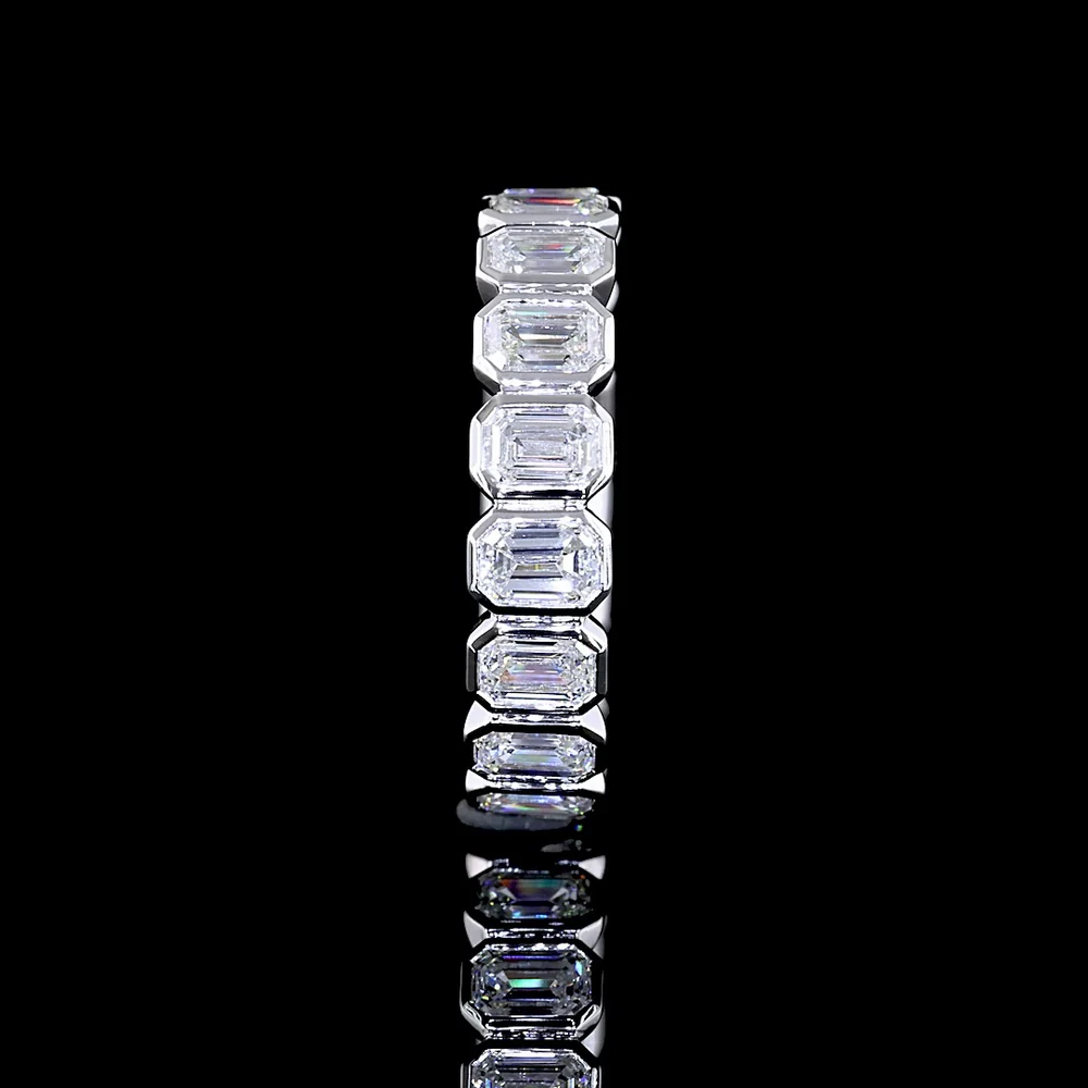 14K White Gold Eternity Band with Bezel Set Emerald Cut Lab Diamonds - 2.50 Carat Total Diamond Weight - Covaloro Fine Jewelry - Image 3