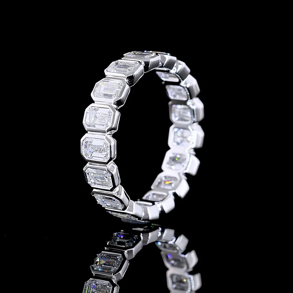 14K White Gold Eternity Band with Bezel Set Emerald Cut Lab Diamonds - 2.50 Carat Total Diamond Weight - Covaloro Fine Jewelry - Image 4