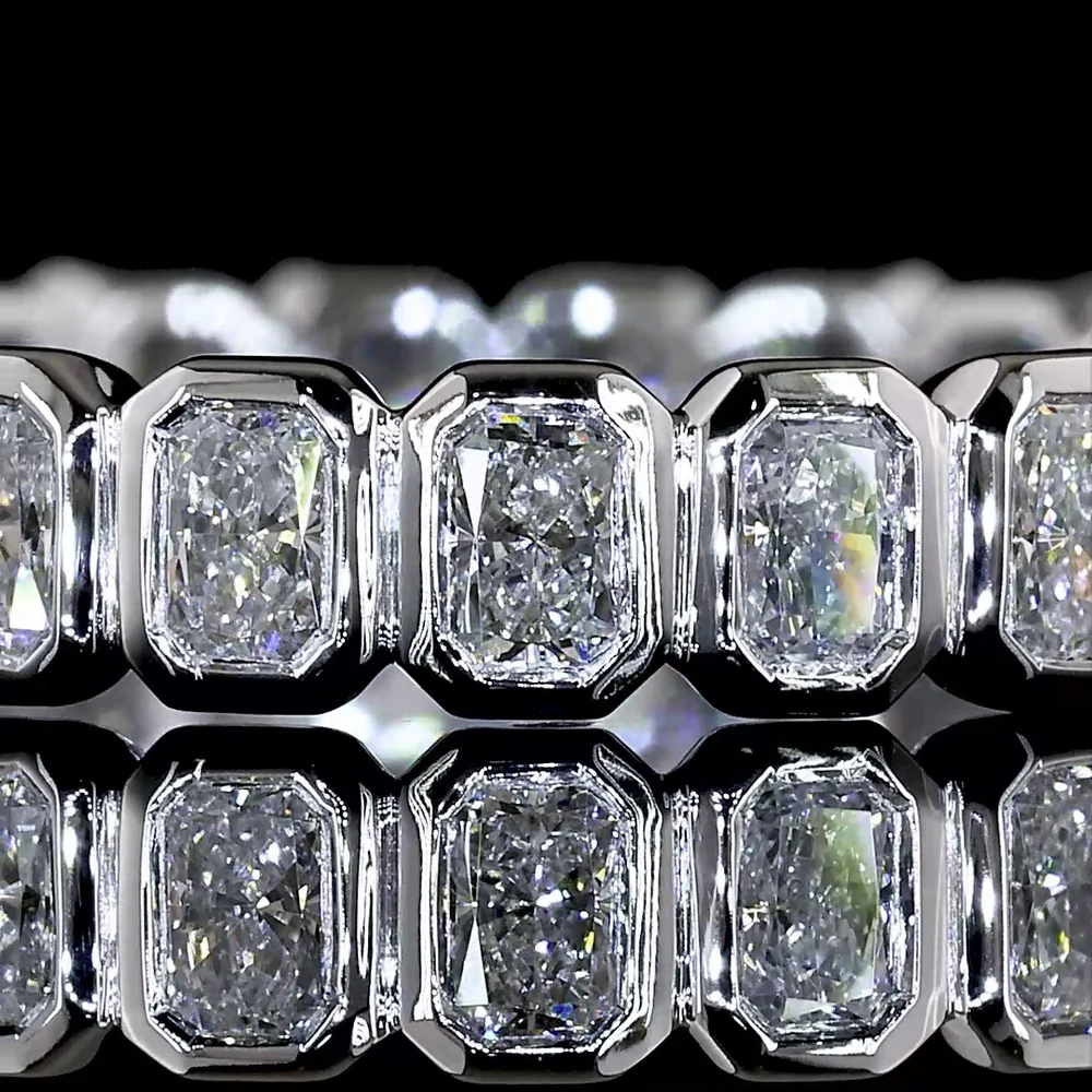 14K White Gold Eternity Band with Bezel Set North-South Radiant Cut Lab Diamonds - 1.15 Carat Total Weight - Covaloro Fine Jewelry - Image 2