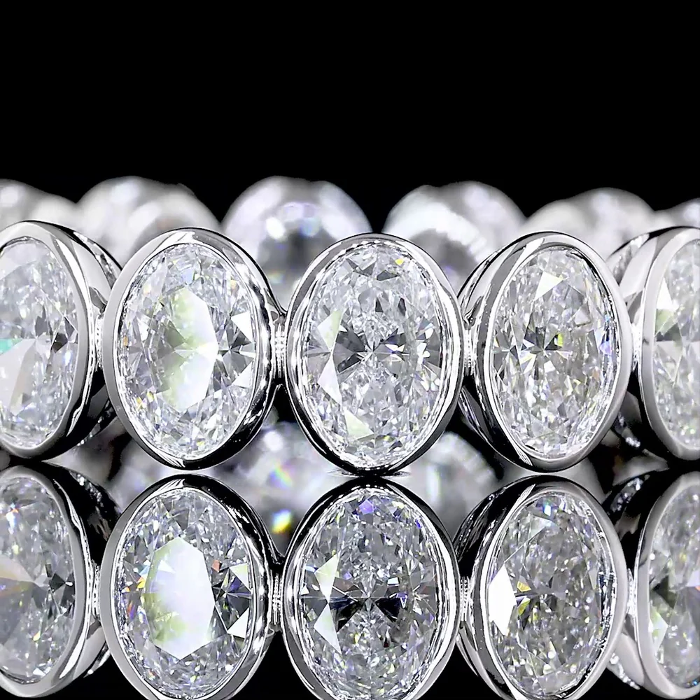 14K White Gold Eternity Band with Bezel Set Oval Cut Lab Diamonds - 3.00 Total Carat Weight - Covaloro Fine Jewelry - Image 2