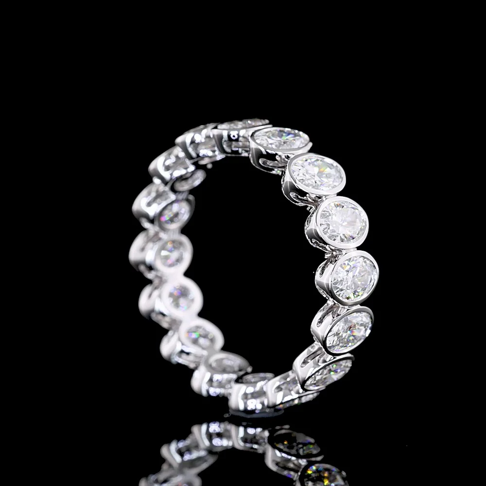 14K White Gold Eternity Band with Bezel Set Oval Cut Lab Diamonds - 3.00 Total Carat Weight - Covaloro Fine Jewelry - Image 3