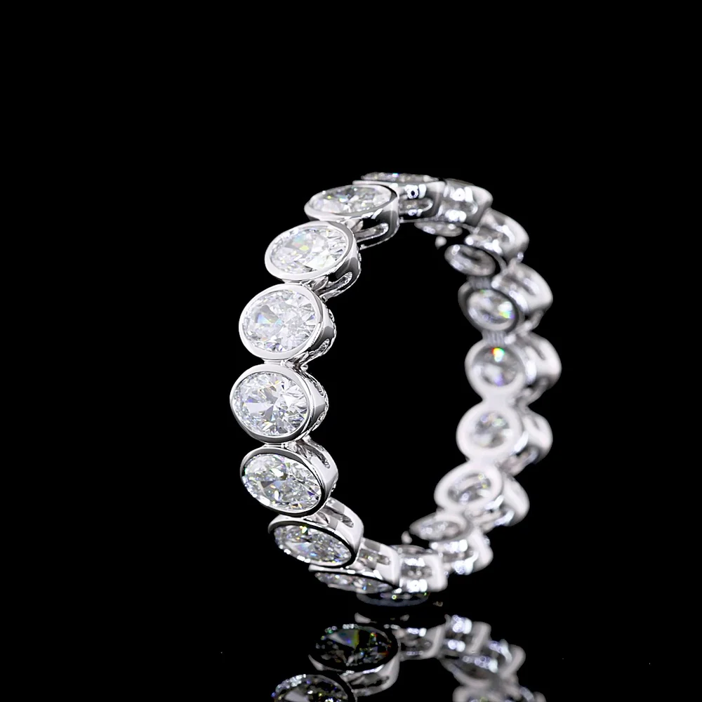 14K White Gold Eternity Band with Bezel Set Oval Cut Lab Diamonds - 3.00 Total Carat Weight - Covaloro Fine Jewelry - Image 4