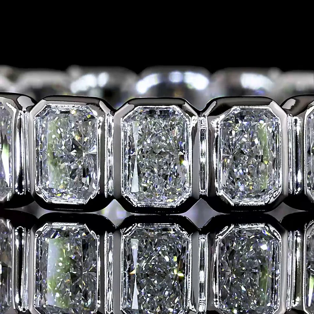14K White Gold Eternity Band with Bezel Set Radiant Cut Lab Diamonds - 1.98 Carats Total Carat Weight, E-F Color VS1 Clarity - Covaloro Fine Jewelry - Image 2