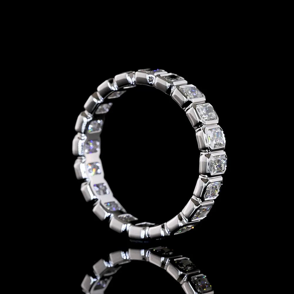 14K White Gold Eternity Band with Bezel Set Radiant Cut Lab Diamonds - 1.98 Carats Total Carat Weight, E-F Color VS1 Clarity - Covaloro Fine Jewelry - Image 3