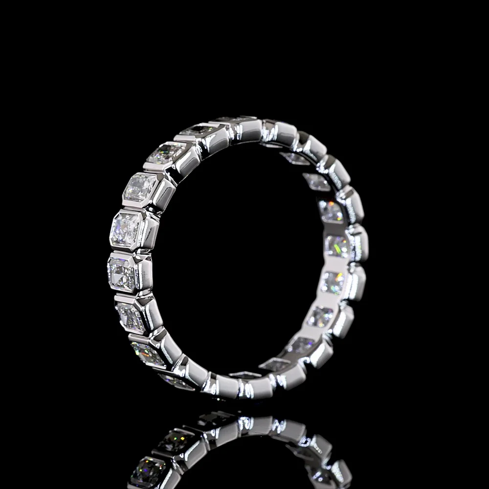 14K White Gold Eternity Band with Bezel Set Radiant Cut Lab Diamonds - 1.98 Carats Total Carat Weight, E-F Color VS1 Clarity - Covaloro Fine Jewelry - Image 4