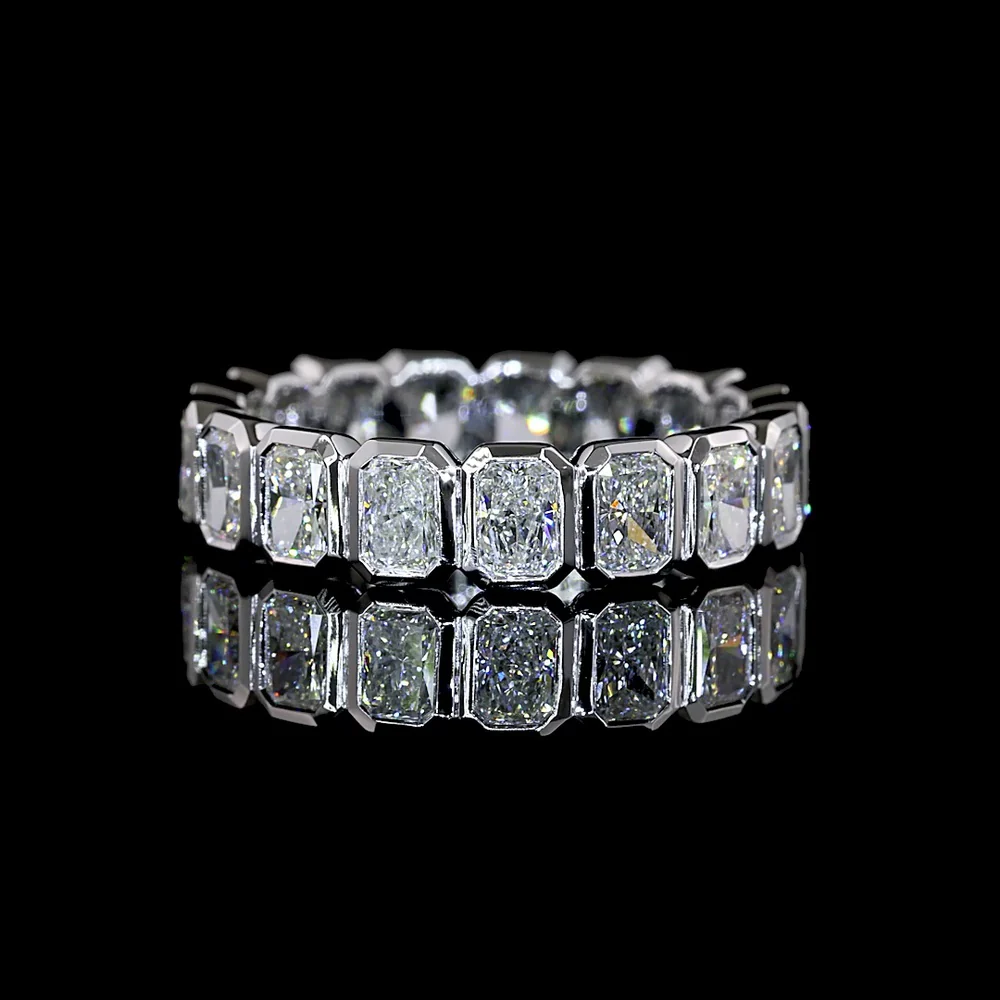14K White Gold Eternity Band with Bezel-Set Radiant Cut Lab Diamonds - 3.00 Carat Total Weight - Covaloro Fine Jewelry