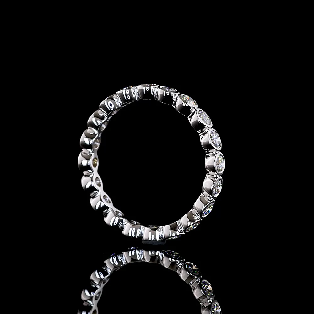 14K White Gold Eternity Band with Bezel-Set Round Lab Diamonds - 1.03 Carat Total Weight, E-F Color VS1 Clarity - Covaloro Fine Jewelry - Image 3