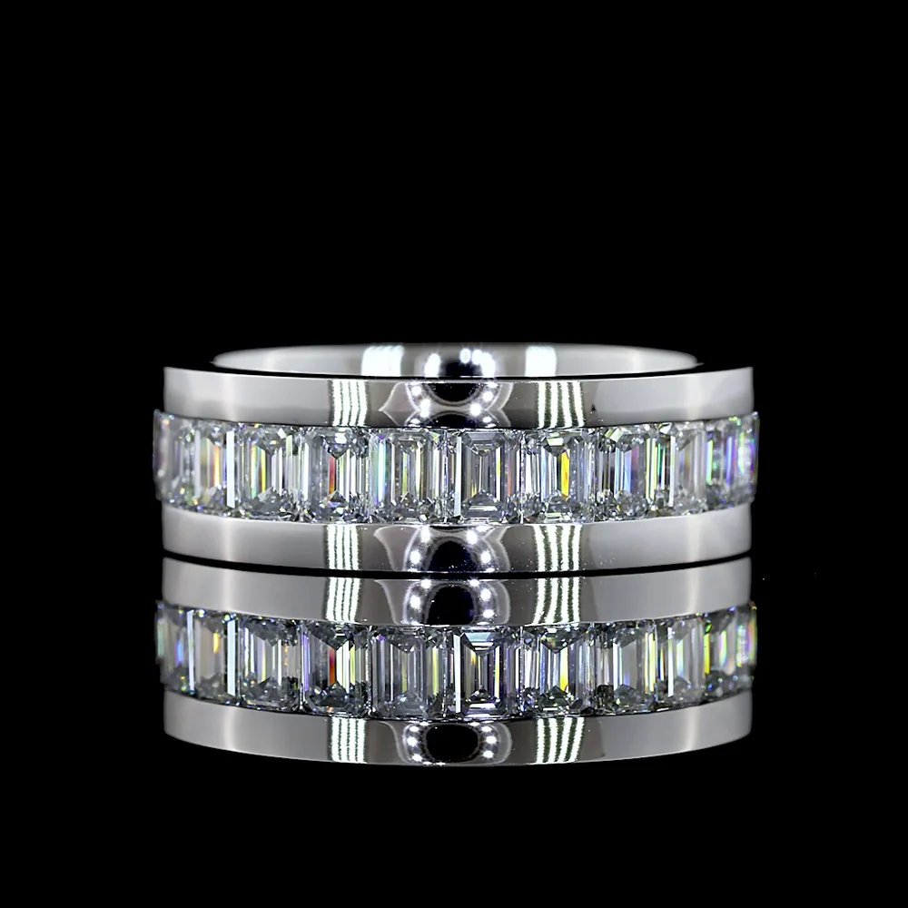 14K White Gold Eternity Band with Channel Set Emerald Cut Lab Diamonds - 3.49 Carat Total Weight - Covaloro Fine Jewelry