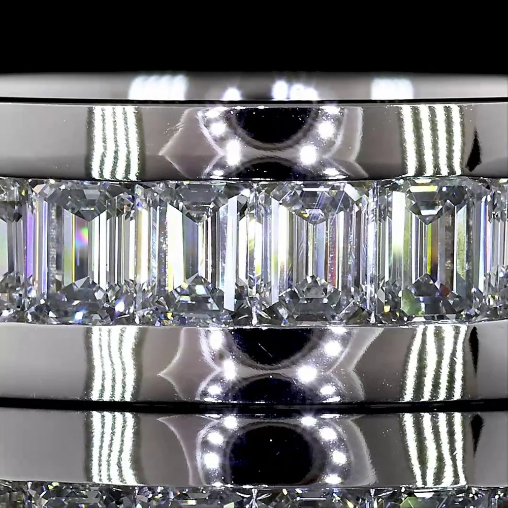 14K White Gold Eternity Band with Channel Set Emerald Cut Lab Diamonds - 3.49 Carat Total Weight - Covaloro Fine Jewelry - Image 2