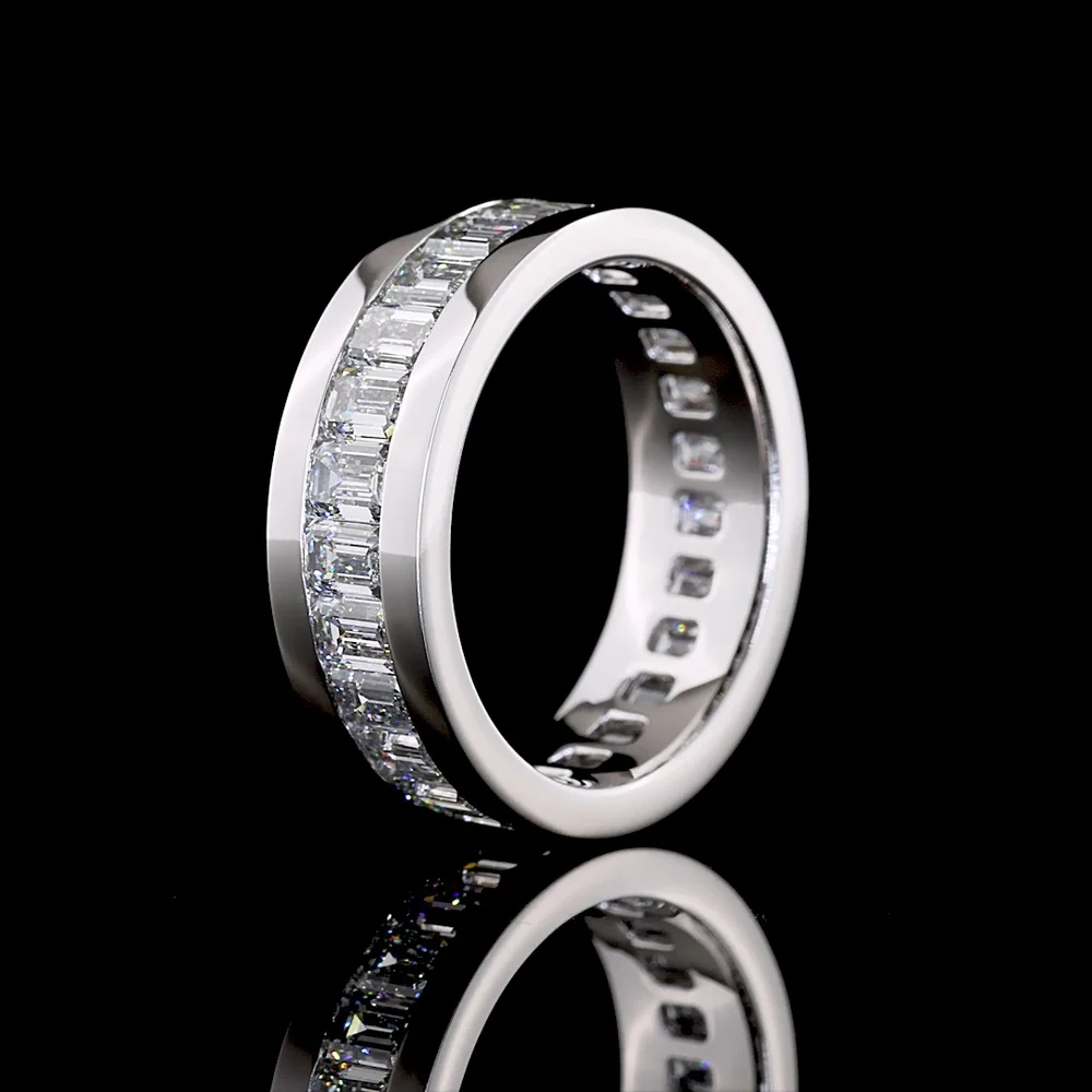 14K White Gold Eternity Band with Channel Set Emerald Cut Lab Diamonds - 3.49 Carat Total Weight - Covaloro Fine Jewelry - Image 4