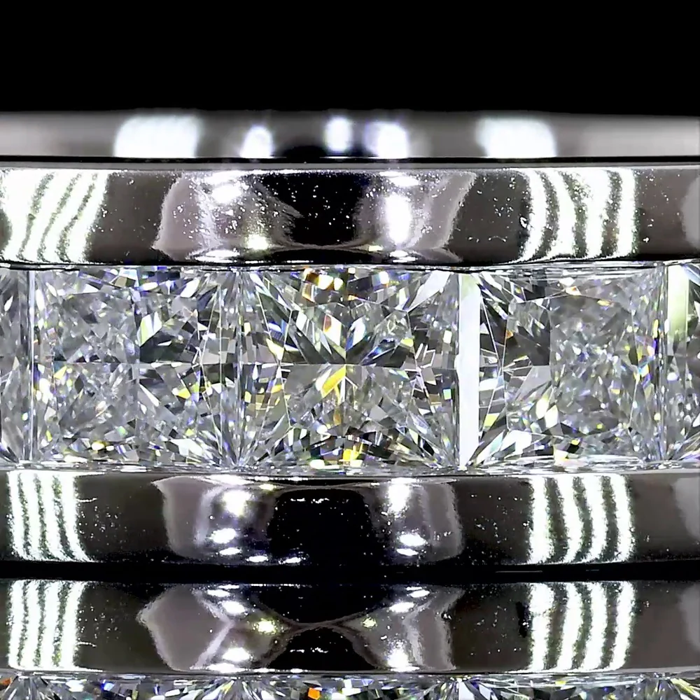 14K White Gold Eternity Band with Channel Set Princess Cut Lab Diamonds - 4.82 Carat Total Weight, E-F Color, VS Clarity - Covaloro Fine Jewelry - Image 2