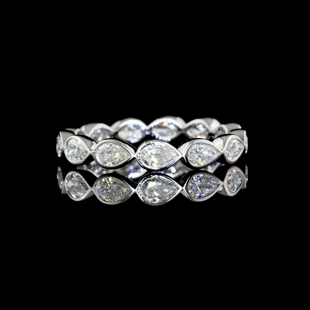14K White Gold Eternity Band with East-West Bezel Set Pear Shape Lab Diamonds - 2.38 Carats Total Diamond Weight - Covaloro Fine Jewelry