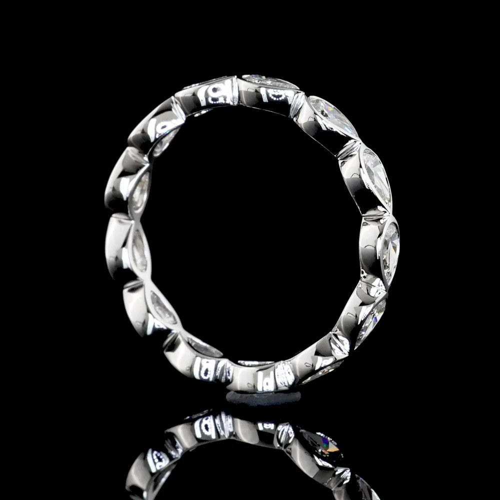 14K White Gold Eternity Band with East-West Bezel Set Pear Shape Lab Diamonds - 2.38 Carats Total Diamond Weight - Covaloro Fine Jewelry - Image 2