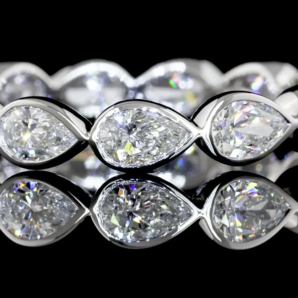 14K White Gold Eternity Band with East-West Bezel Set Pear Shape Lab Diamonds - 2.38 Carats Total Diamond Weight - Covaloro Fine Jewelry - Image 3