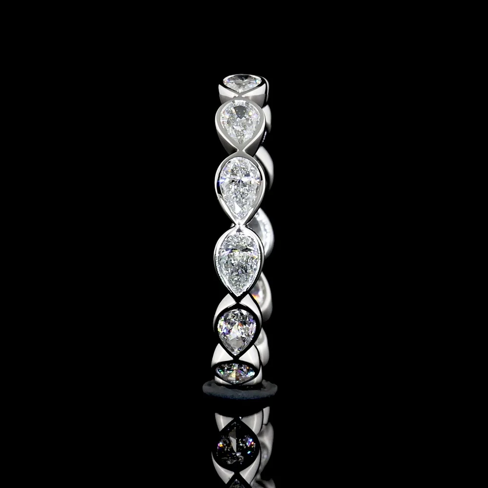 14K White Gold Eternity Band with East-West Bezel Set Pear Shape Lab Diamonds - 2.38 Carats Total Diamond Weight - Covaloro Fine Jewelry - Image 4